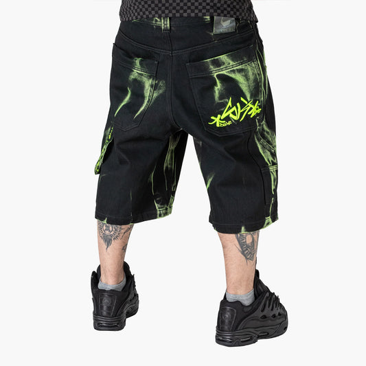 Blueskin Shorts Jeans Black Dirty Fluo