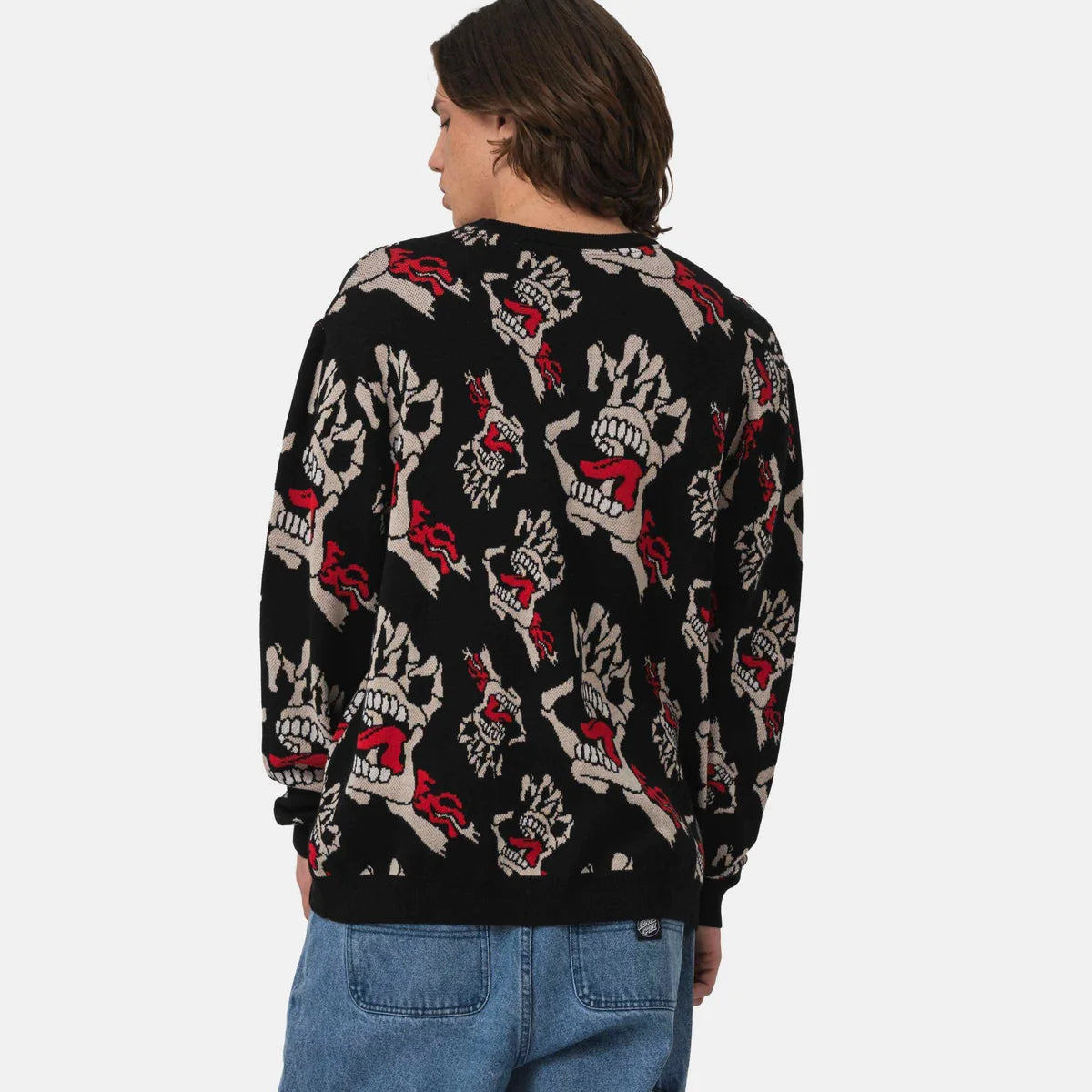 Santa Cruz Bone Hands All Over Knit Crew