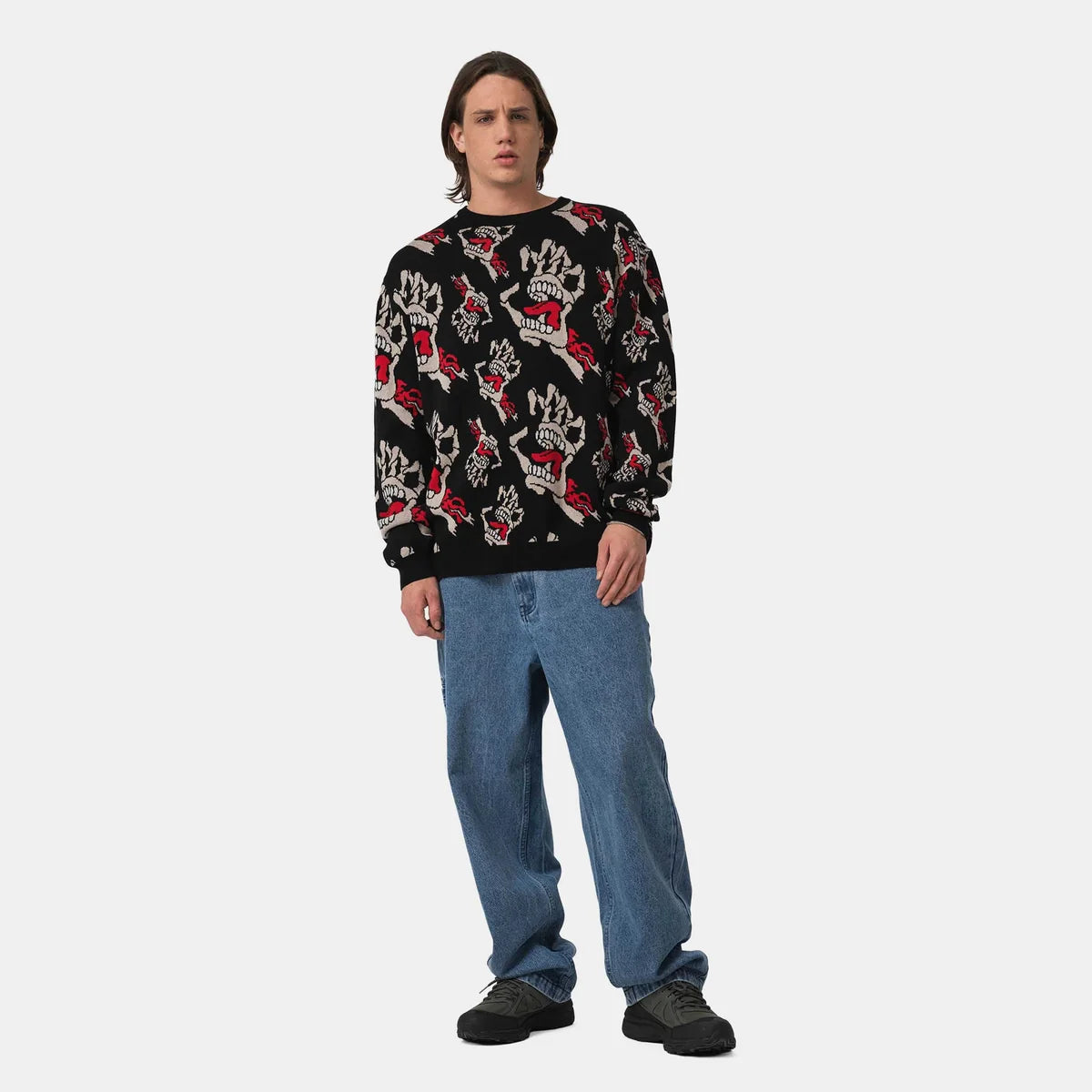 Santa Cruz Bone Hands All Over Knit Crew