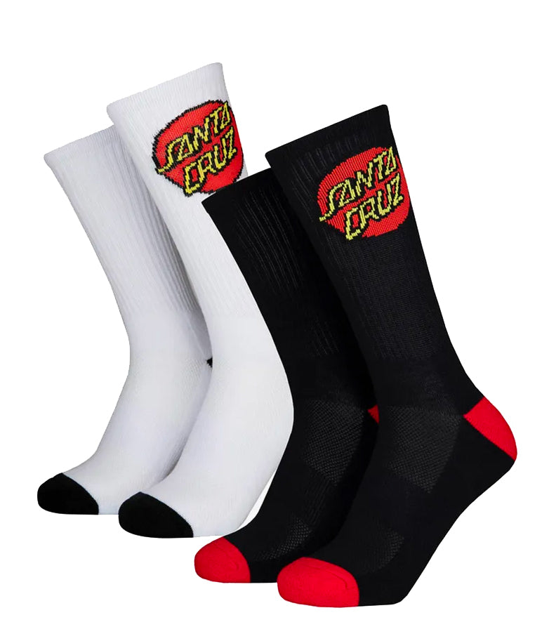 Santa Cruz Classic Dot Black/White Socks (2 Pack), calzini – foto 1 di 3