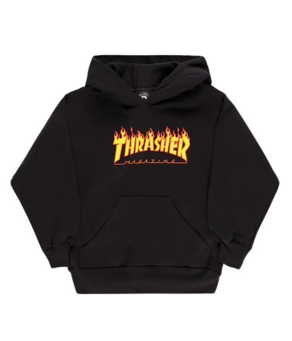 Thrasher Fire Logo Hoodie Kids Black